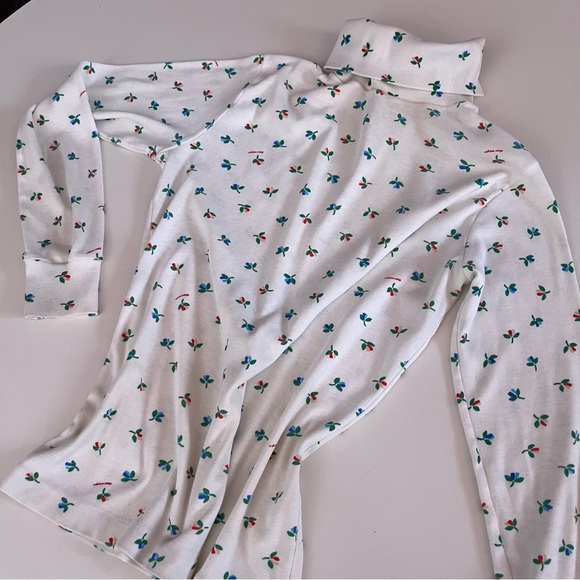 Vintage 60 70 Obermeyer Cottagecore Flower Ski Turtleneck Tee shirt Base Layer - Picture 3 of 16